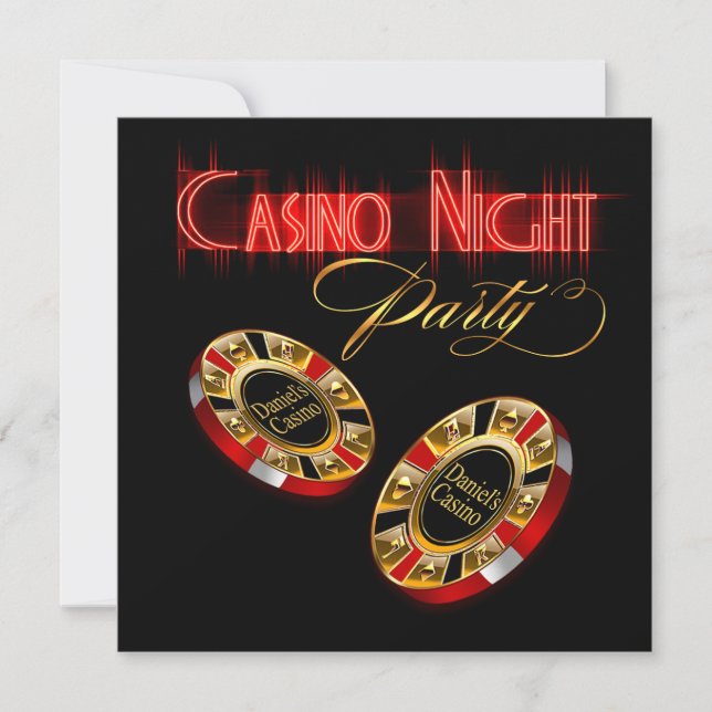 Vegas Casino Natt BE MIG 2 PUT DITT NAMN PÅ CHIP Inbjudningar (Framsida)