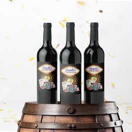 Vegas Casino Natt Födelsedags / Spenningsfest Vinflaska Etikett