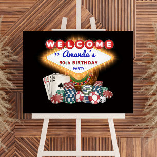 Vegas Casino Natt Svart Födelsedagsfest Välkommen Poster