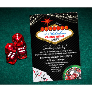 Vegas Casino Nattfest Invitation Inbjudningar