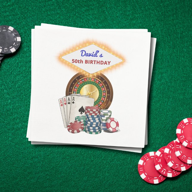 Vegas Casino Night Birthday / Bach Party  Pappersservett (Casino Las Vegas Night Birthday or Bach Party Napkins)