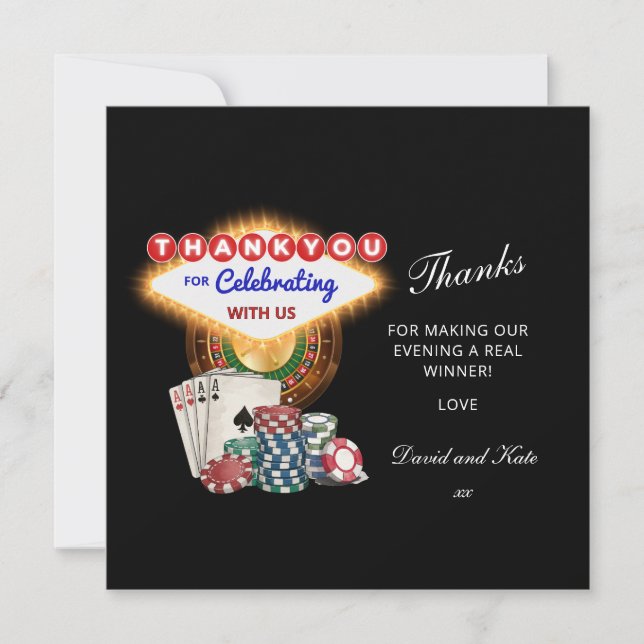 Vegas Casino Night Birthday / Bach Party Thank You (Framsida)