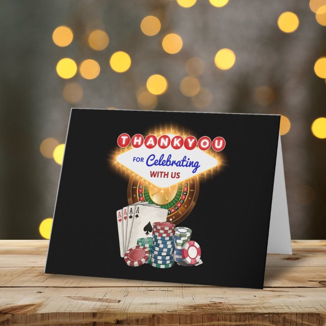 Vegas Casino Night Birthday / Bach Party Thank You Tack Kort (Casino Las Vegas Theme Thank You Folded Card)