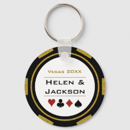 Vegas Casino Poker Chip marblå Bröllop Nyckelring