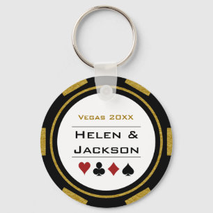 Vegas Casino Poker Chip marblå Bröllop Nyckelring