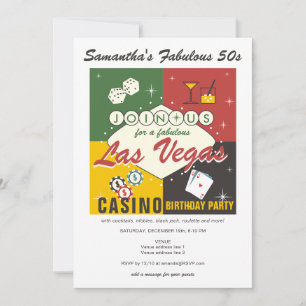 Vegas Casino Poker Night Fabulous Födelsedagsfest Inbjudningar