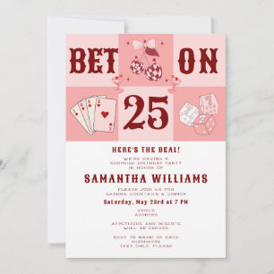 Vegas Casino Poker Retro Disco Cowgirl Birthday Inbjudningar
