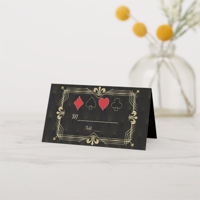 Vegas Casino Royale Art Deco Bachelor Party Placeringskort (Baksida)