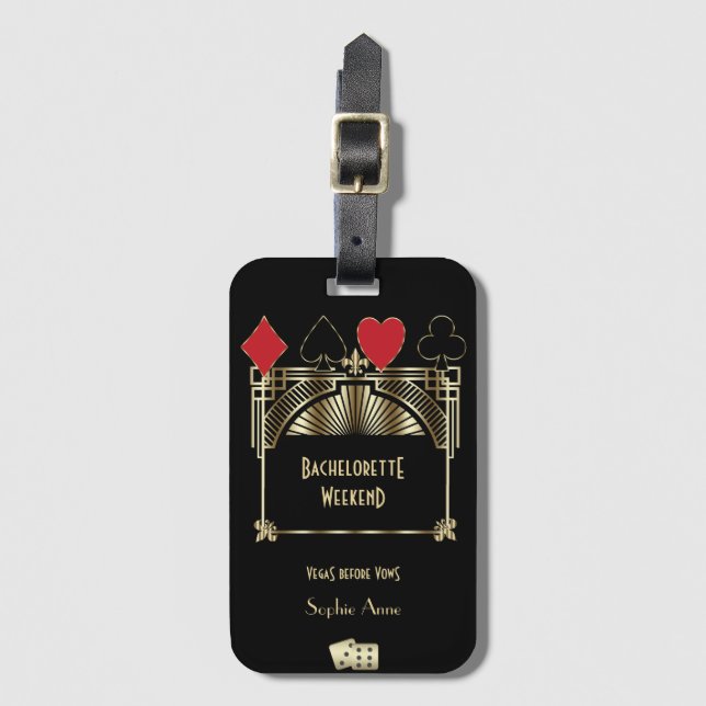 Vegas Casino Royale Art Deco Bachelorette Helg Bagagebricka (Framsida vertikal)