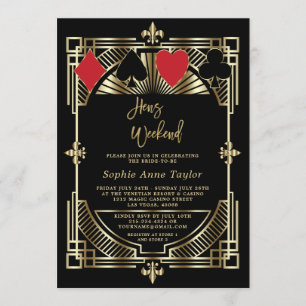 Vegas Casino Royale Art Deco Bachelorette Helg Inbjudningar