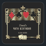 Vegas Casino Royale Underbar Gatsby 40:e födelseda Fyrkantigt Klistermärke<br><div class="desc">VARJE ÅLDER! Royal, Vintage kort, Underbar Gatsby och kasino temed. Den har en Underbar Gatsby, Roaring 1920's gamle Hollywood Art Deco stil, royal faux guld freer-de-lis, vintage typsnitt, ett par tärningar, och spelar kort kostym med ett gyllene kant. Använda Anpassa verktyg för att lägga till information. För mer information, besök...</div>