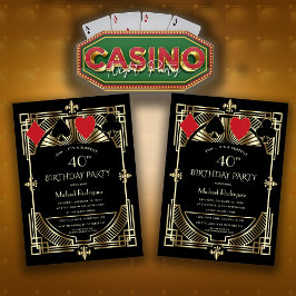 Vegas Casino Royale Underbar Gatsby 40:e födelseda Inbjudningar