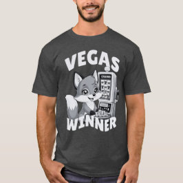 Vegas Casino Slot Jackpot Winner Cute Fox Charcol T Shirt