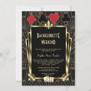 Vegas Casino Underbar Gatsby Bachelorette Helg Inbjudningar