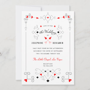 Vegas Cupids Hearts Diamonds bröllopsinbjudan Inbjudningar