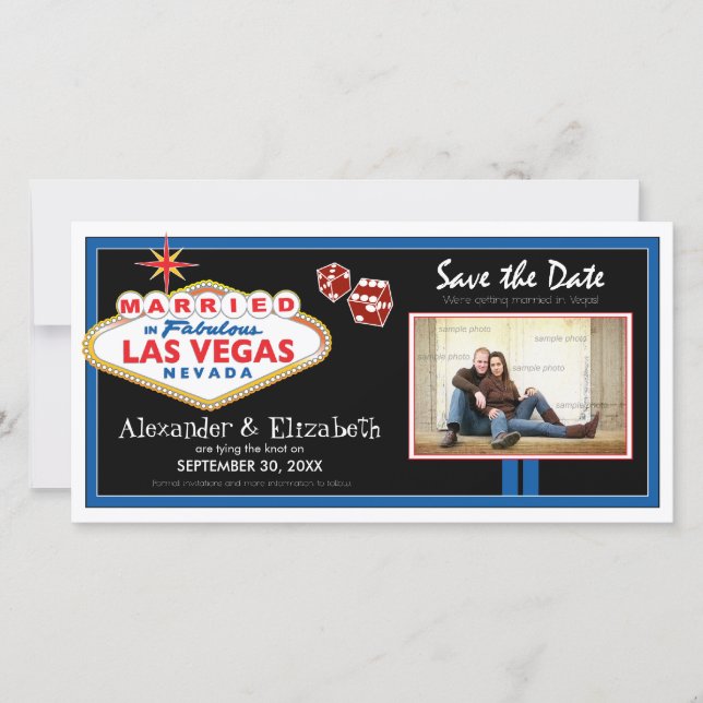 Vegas Destinationsbröllop Spara datumfotokortet Datumet (Framsida)
