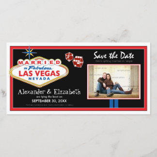 Vegas Destinationsbröllop Spara datumfotokortet Datumet