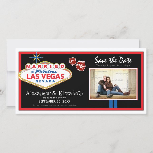 Vegas Destinationsbröllop Spara datumfotokortet Datumet (Framsida)