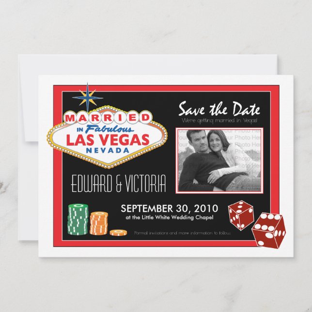 Vegas-destinationsbröllop Spara datuminbjudan Datumet (Framsida)