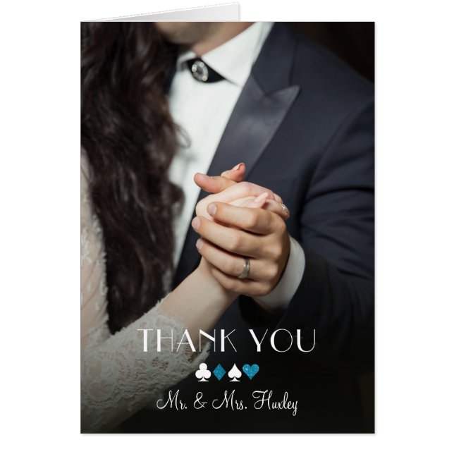 Vegas Destiny Blue Glitter Photo Tackkort OBS Kort (Framsidan)