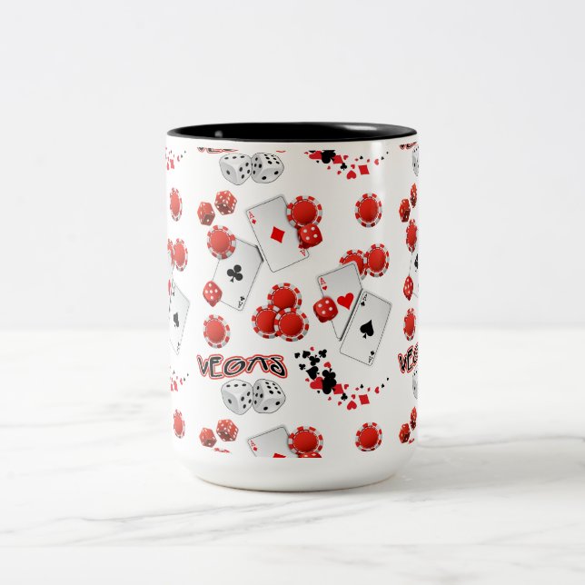 Vegas Dice och Chip 15 oz Two-Tone Mugg (Center)