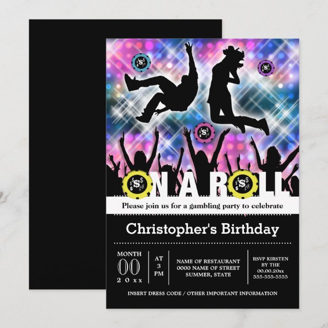 Vegas Disco-temaparty-klubb Inbjudningar (Fram/baksida)