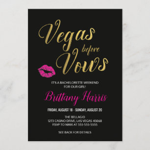 Vegas före Vows Bachelorette Itinerary Inbjudan