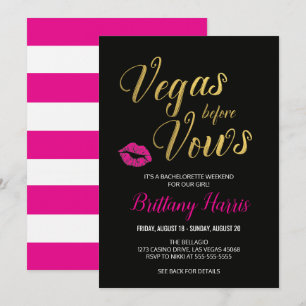 Vegas före Vows Bachelorette Party-inbjudan Inbjudningar