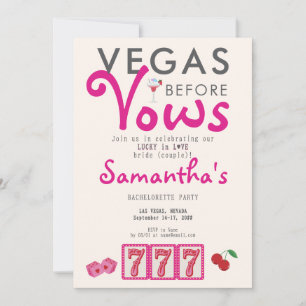 Vegas Före Vows Modern Casino Lucky Bachelorette Inbjudningar