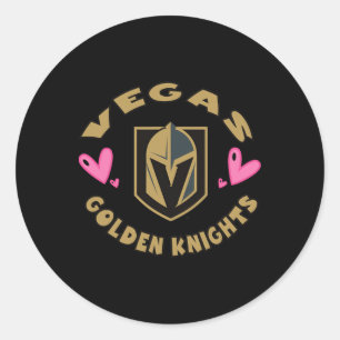 Vegas Golden Knights Valentine Hearts Officiellt L Runt Klistermärke