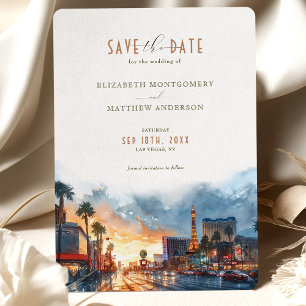 Vegas Golden Twilight Spara-the-Date Inbjudningar