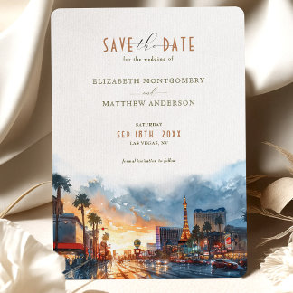 Vegas Golden Twilight Spara-the-Date Inbjudningar