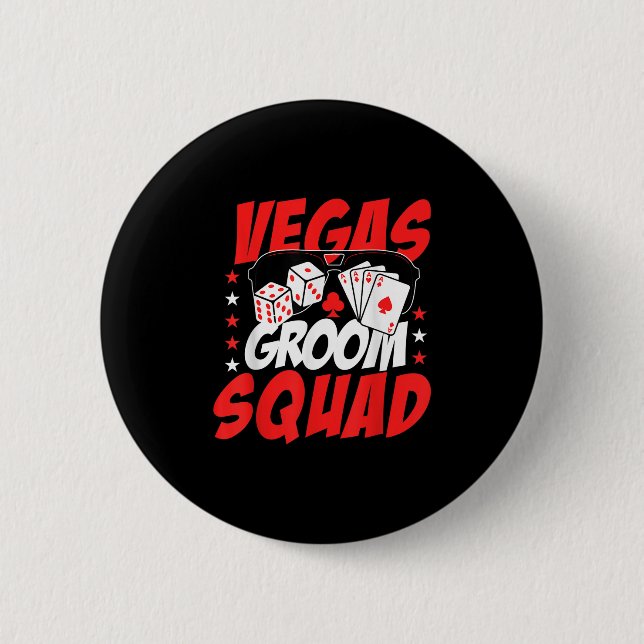 Vegas Groom Squad Bröllop Sängvätning  Knapp (Framsida)