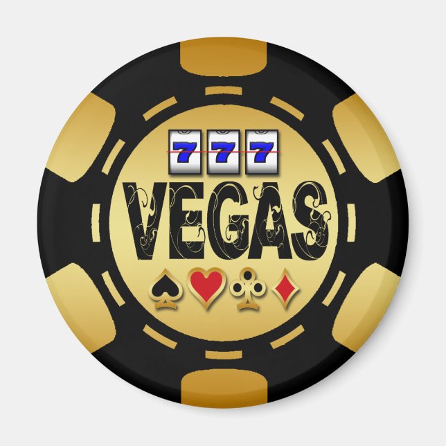 VEGAS GULD OCH BLACK POKER CHIP MAGNET (Framsidan)
