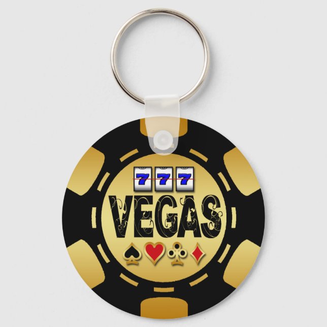 VEGAS GULD OCH BLACK POKER CHIP NYCKELRING (Framsida)
