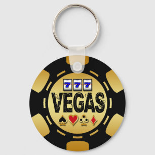 VEGAS GULD- OCH SVARTPOKERCHIP NYCKELRING