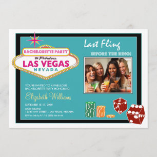 Vegas Helg Bachelorette Party bjudande (aqua) Inbjudningar
