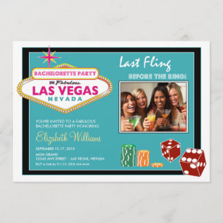 Vegas Helg Bachelorette Party bjudande (aqua) Inbjudningar
