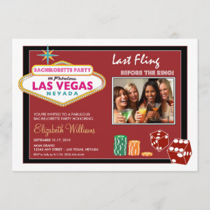 Vegas Helg Bachelorette Party Inbjudan (crimson)