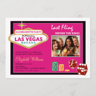 Vegas Helg Bachelorette Party Inbjudan (fuschia)