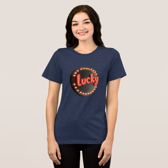 Vegas Ljus 'Lucky' Shine Bright och Slå Jackpot T Shirt (Framsida Full)
