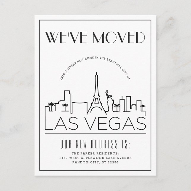 Vegas Modern Deco | Byte av adress meddelande Vykort (Framsida)