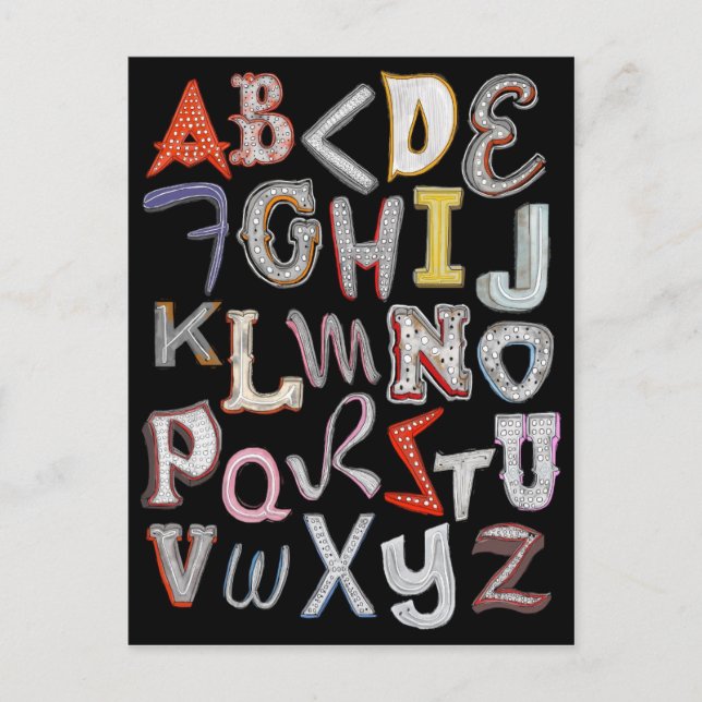 Vegas Neon A till Z vykort - på natten (Framsida)