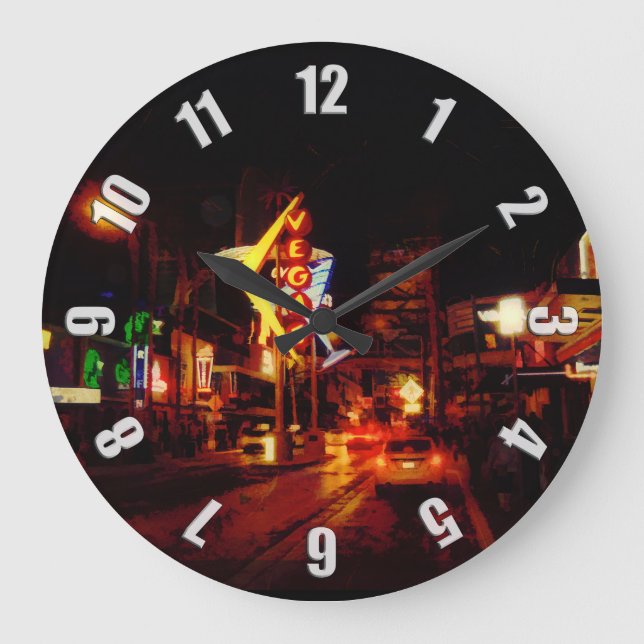 Vegas Nightlife - Las Vegas Nevada Stor Klocka (Framsida)