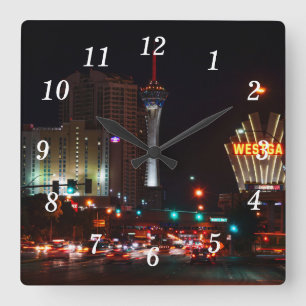Vegas Paradise Road Wall Clock Fyrkantig Klocka