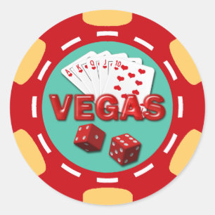 VEGAS POKER CHIP RUNT KLISTERMÄRKE