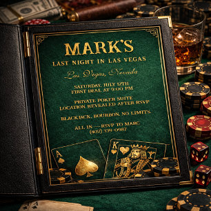 Vegas Poker Natt Sängkantsfest Inbjudningar