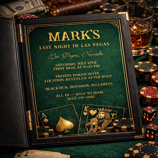 Vegas Poker Natt Sängkantsfest Inbjudningar (Skapare uppladdad)
