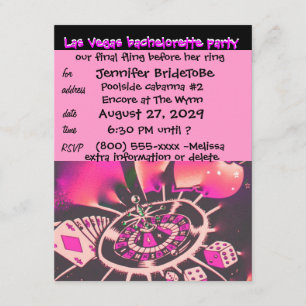 Vegas rosa Bachelorette inbjudan