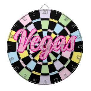Vegas Rosa text på Svarta Och Pastellfärger Darttavla